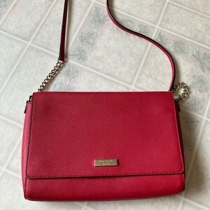 Kate Spade Scarlet Red Leather Chain Strap Crossbody Purse